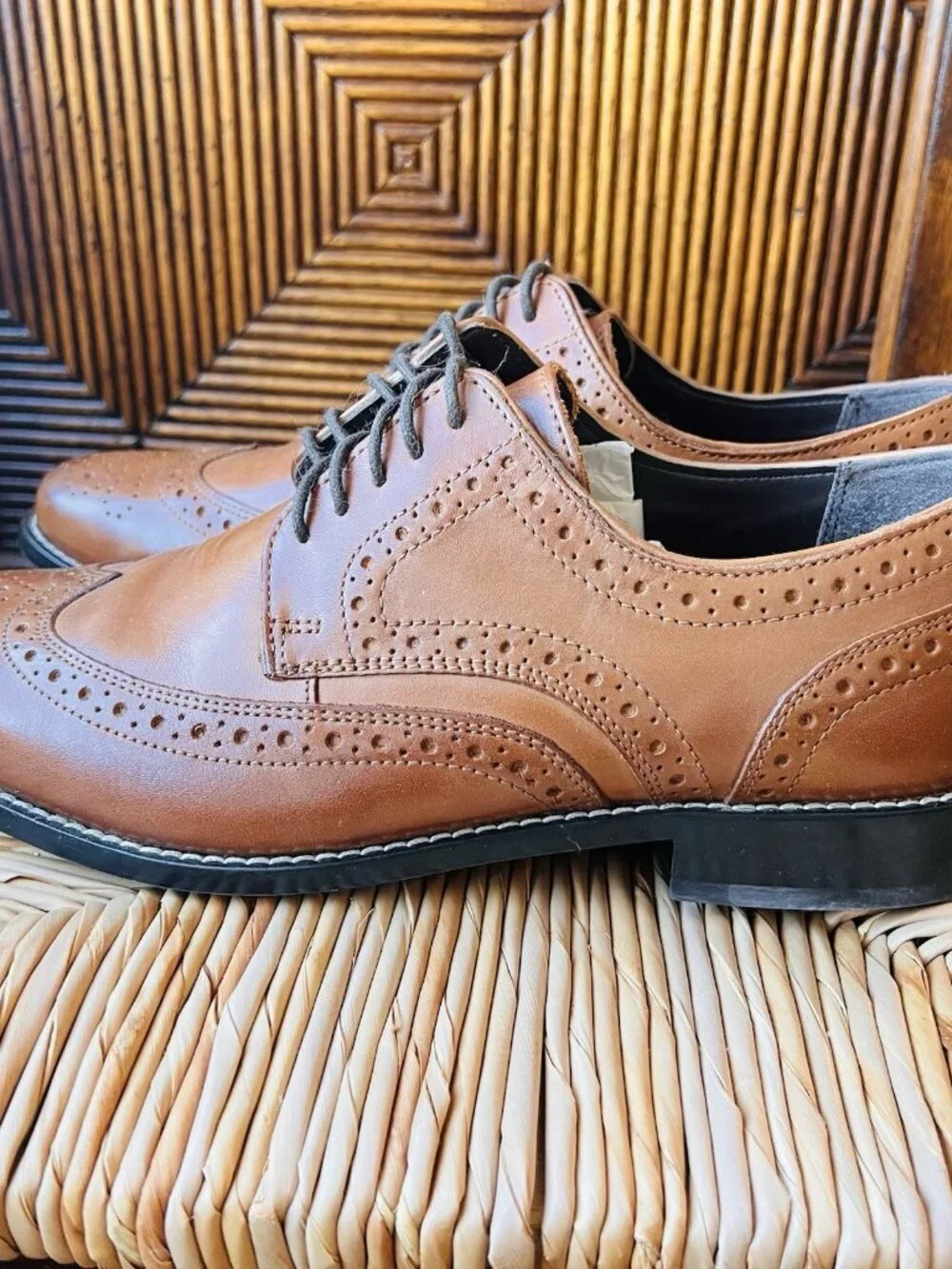 Nunn Bush Sz 8.5 Oxford Nelson 84525 221 Wingtip London Tan Cognac Leather